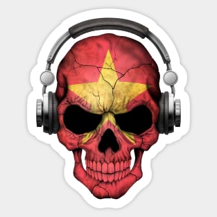 Dark Skull Deejay with Vietnamese Flag Sticker